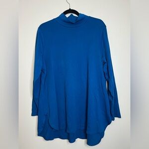 Chico’s Blue Mock Neck‎ Long Sleeve Tunic Top Size 3 XL Travel Knit Stretch